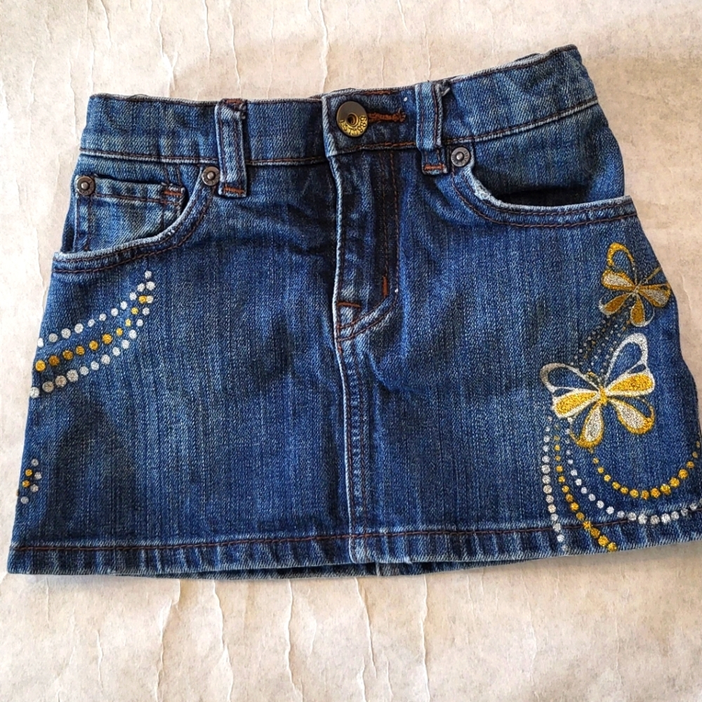 Denim skort with sparkly butterfly design